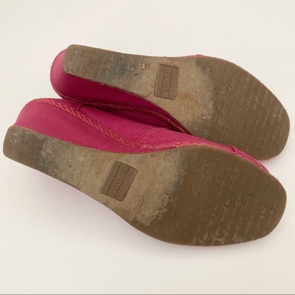 TOMS Peep Toe Wedge Canvas Slip On Shoes - Picture 7 of 8